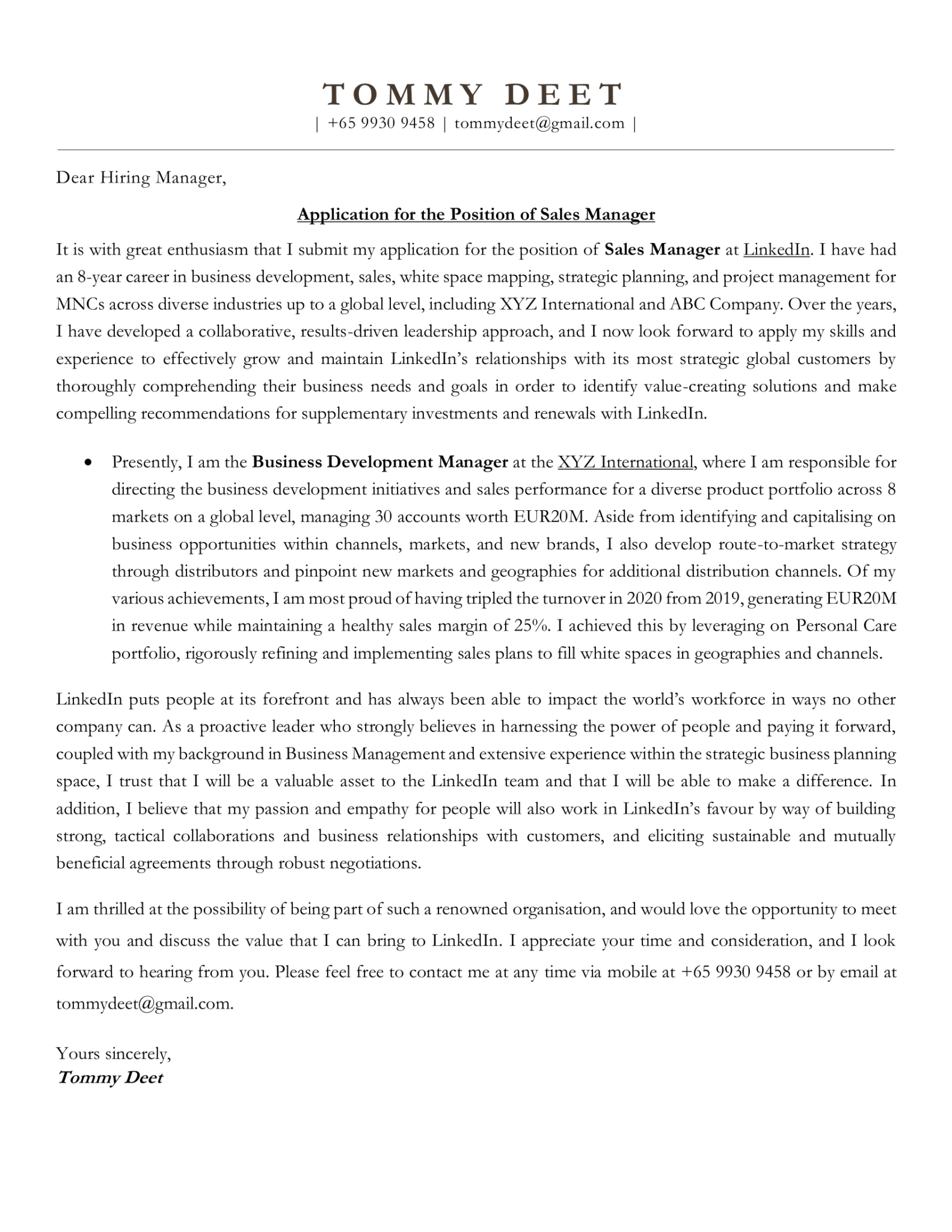 cover letter examples singapore